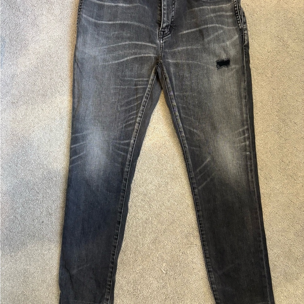 Saint Laurent D02 Black Stone Wash Whiskered Jeans 2018